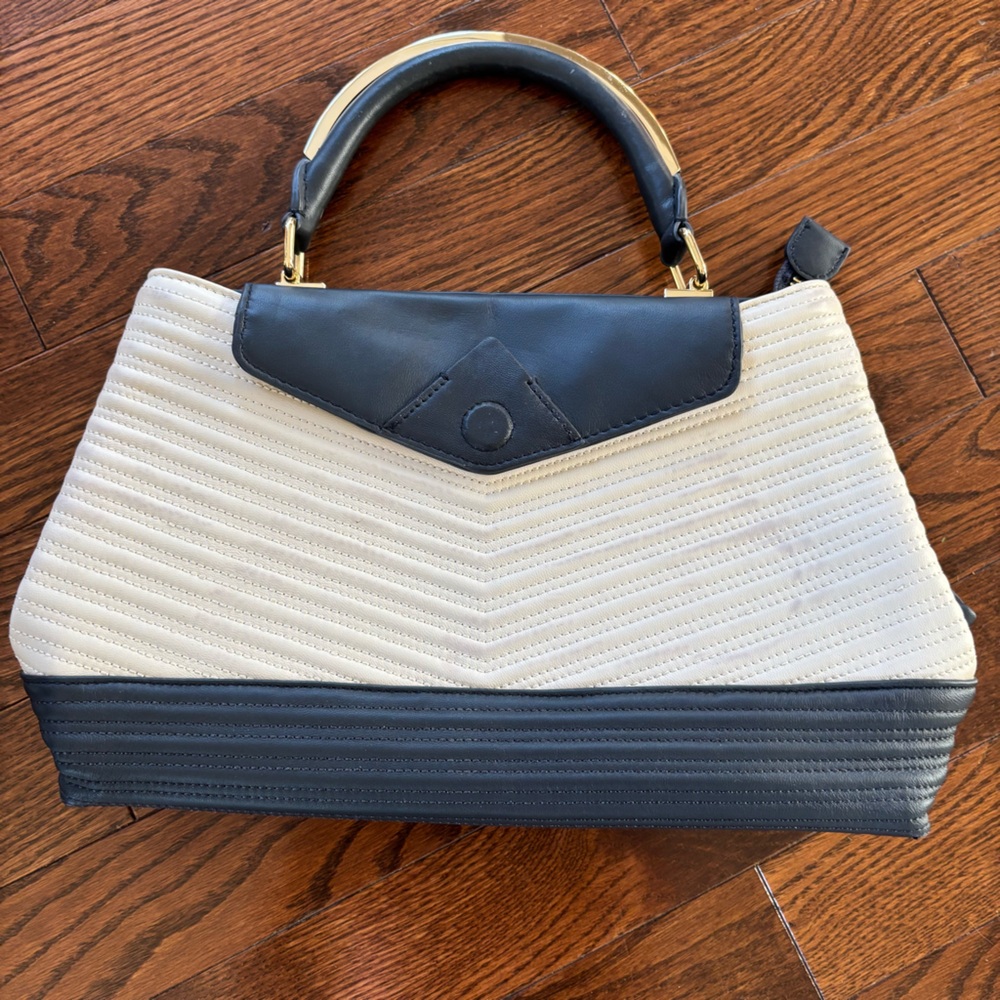 Vince Camuto Navy and Cream Handbag